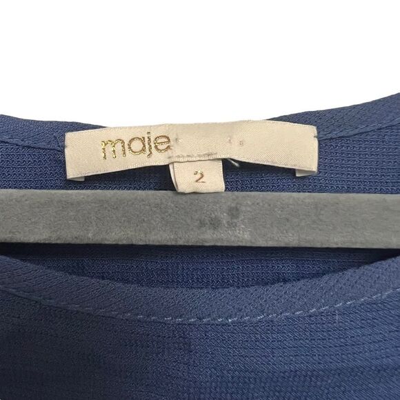 Maje Blue Realiste Crepe Shift Short Casual Dress Size 2 - Picture 3 of 6